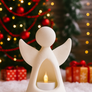 Portavelas pequeño en forma de Angel navideño